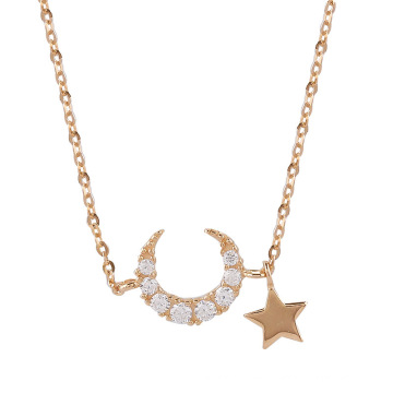 Shangjie OEM Kalung Collar de joyería de moda para mujeres de alta calidad Collar de plata de la luna y estrella